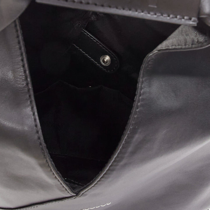 MAISON MARGIELA MM6 black buffed faux leather small triangle chain tote bag