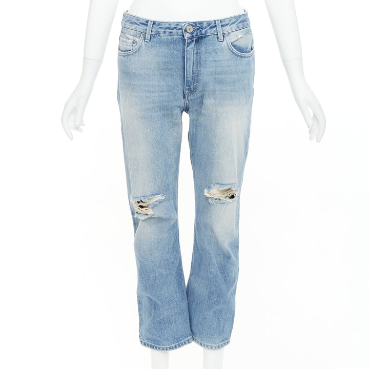 ACNE STUDIOS Pop Trash blue washed cotton ripped distressed back  jeans FR34 XS