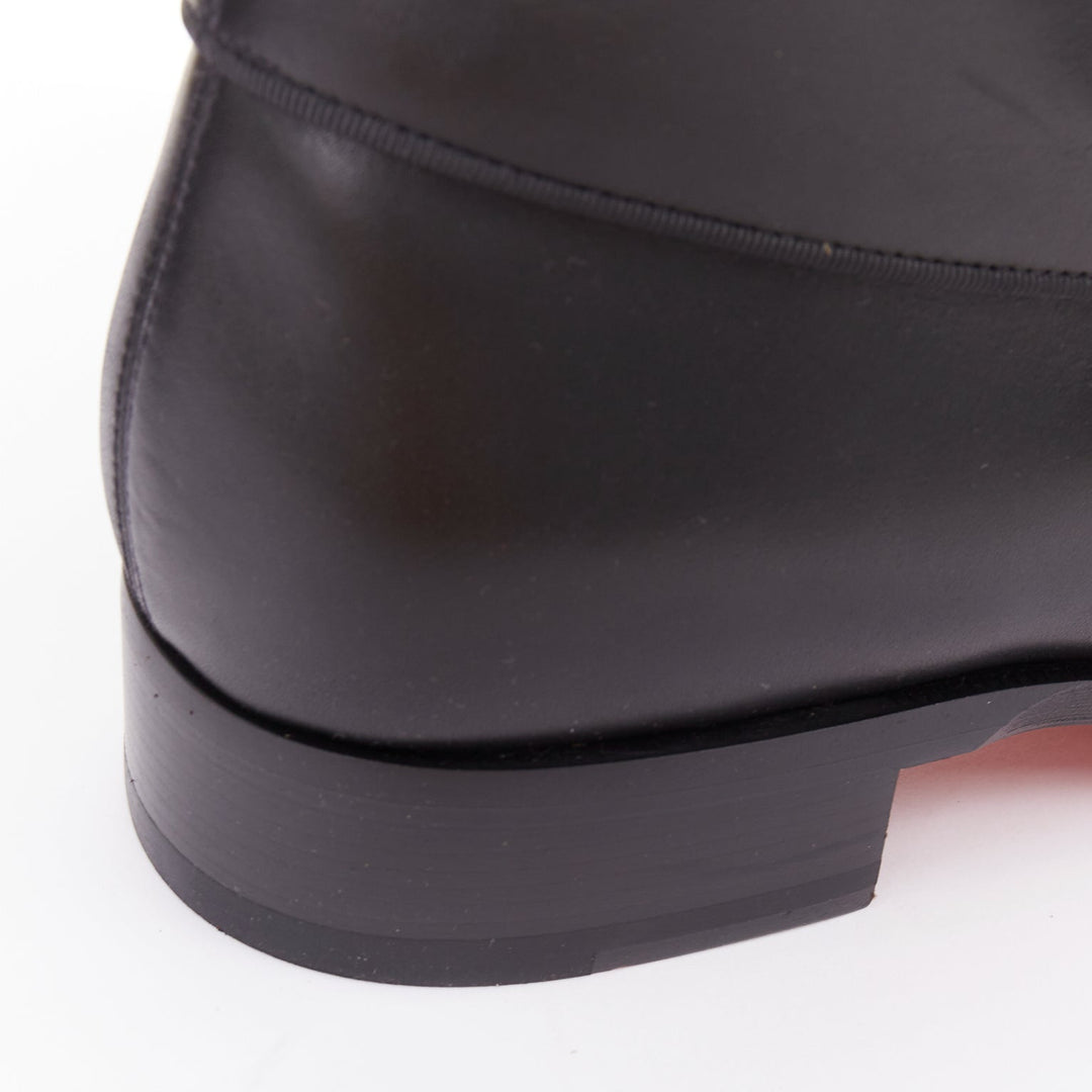 CHRISTIAN LOUBOUTIN Chambeli Boot Flat black barbell lace leather boots EU42 US9