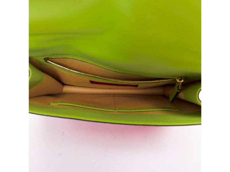 VALENTINO Glam Lock yellow green pink pop Rockstud leather push lock flap bag