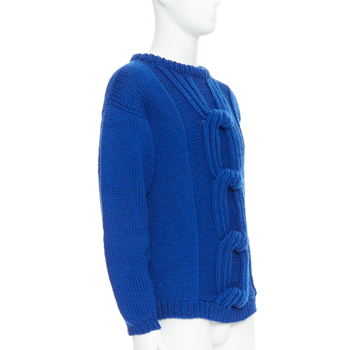 SIV STOLDAL 2008 Cover Up cobalt blue 100% wool cable knit sweater S