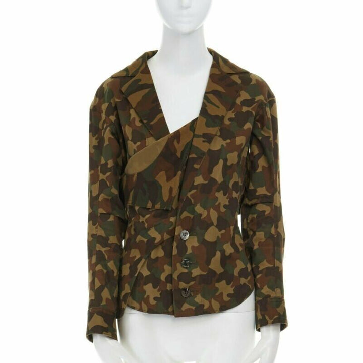 YOHJI YAMAMOTO 2006 Vintage Runway green camouflage ruffle wings jacket JP1 S