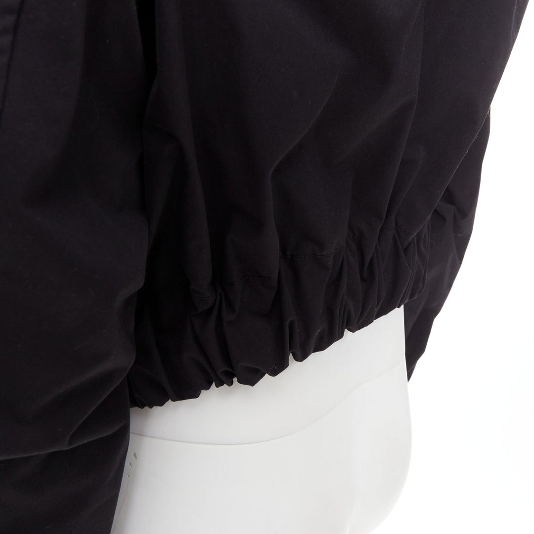 KARMUEL YOUNG Molded Bulk  black stiff cotton zipped crop bomber jacket IT48 M