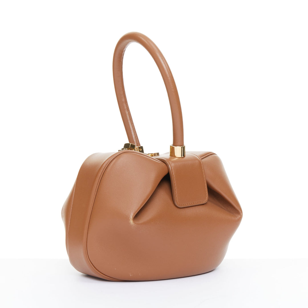 GABRIELA HEARST Nina Medium cognac tan Italian nappa leather top handle bag