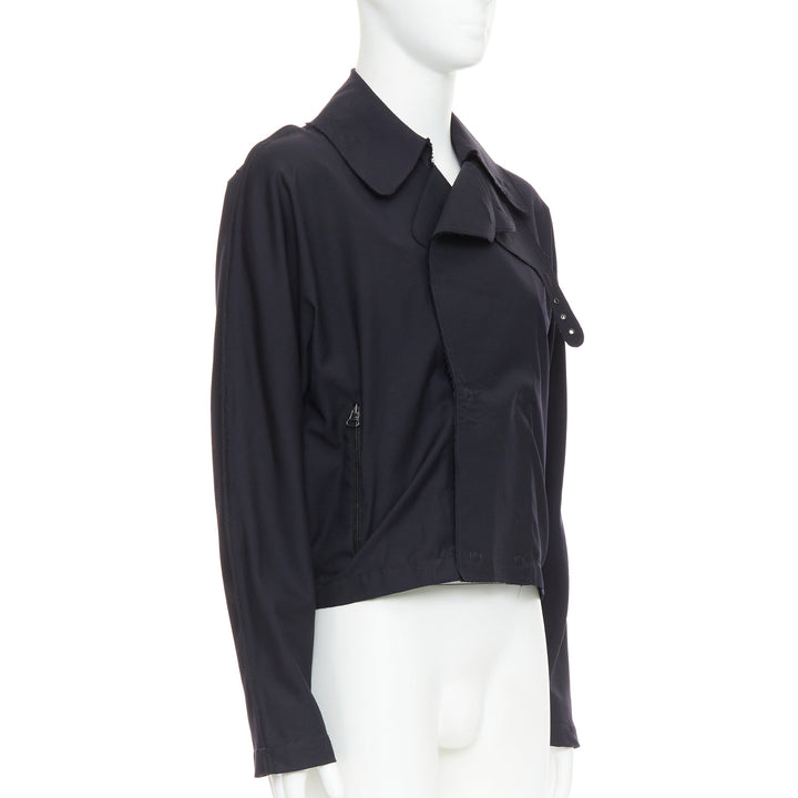 LANVIN navy wool trench coat inspired interfaced bomber jacket FR48 M
