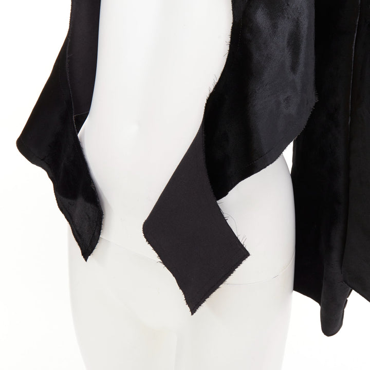 COMME DES GARCONS 2019 black velvet multi sleeves wide neck cut out crop top XS