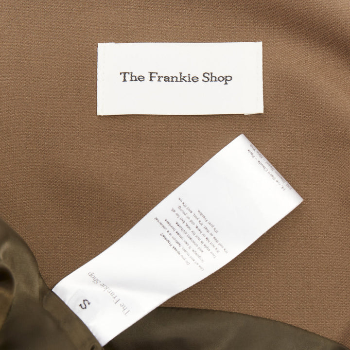 THE FRANKIE SHOP 2023 Maesa brown asymmetric cut crossover button up vest S