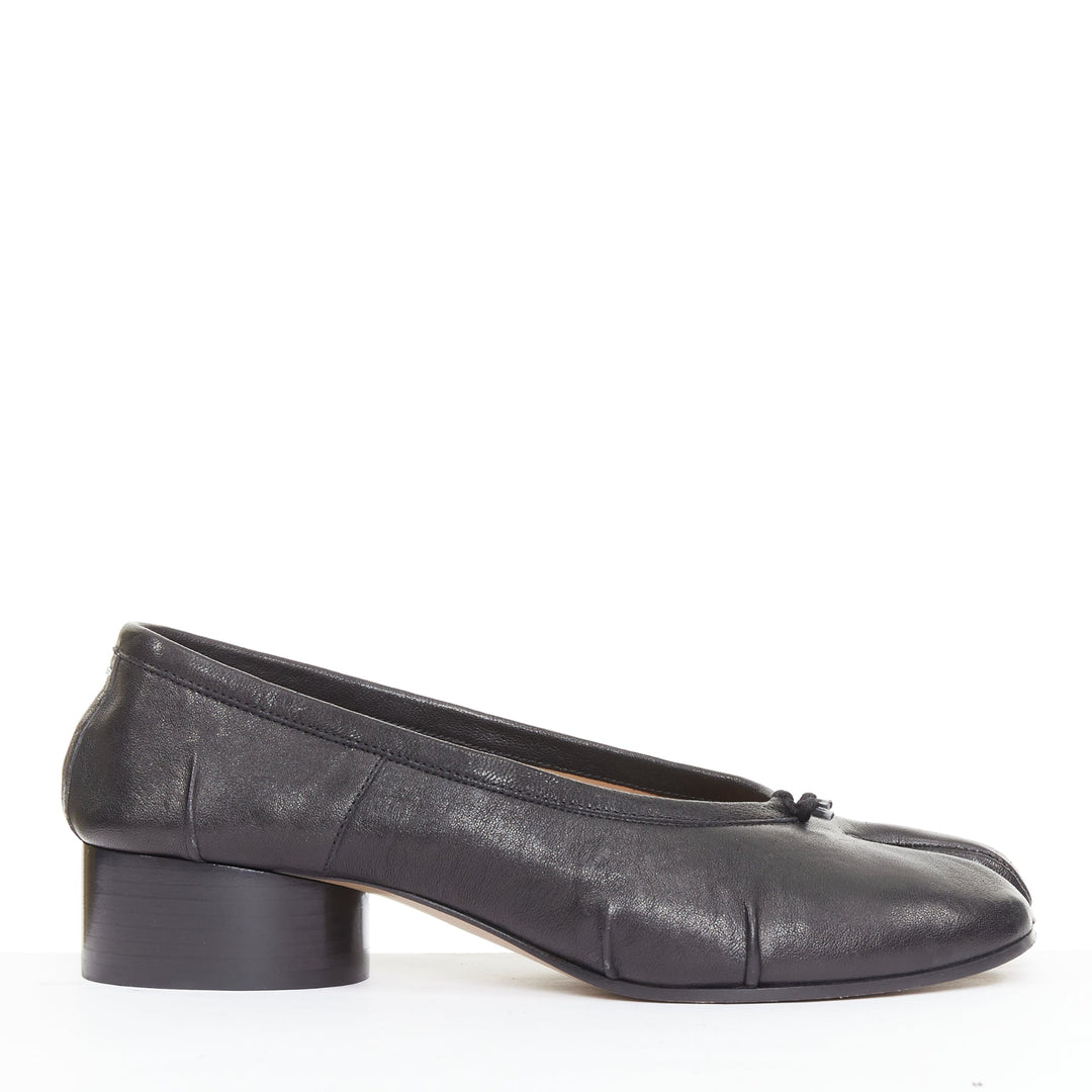 MAISON MARGIELA 2024 Tabi Ballerina 30mm black split toe cylinder heel pump EU39