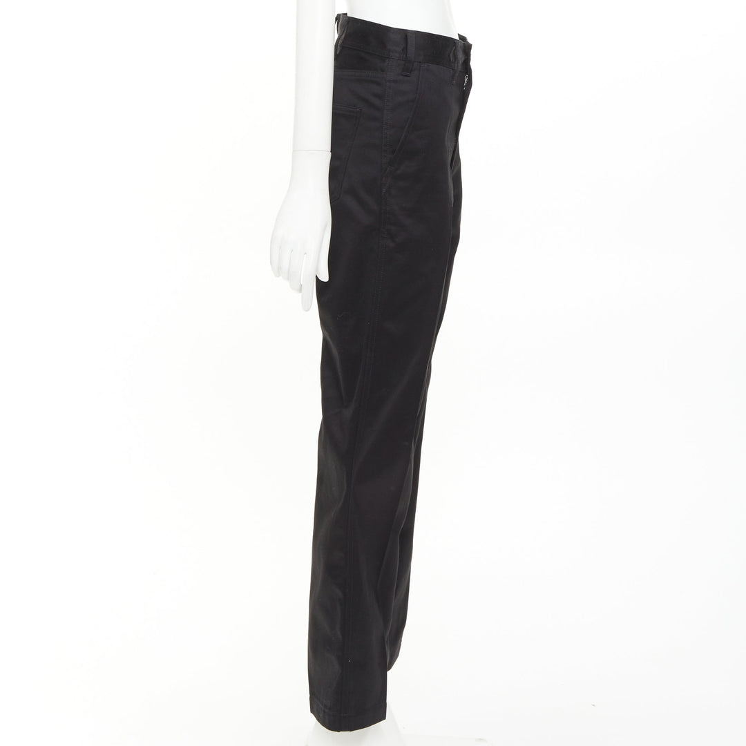 CELINE black cotton twill patch pocket mid waist straight leg cropped pants 27"