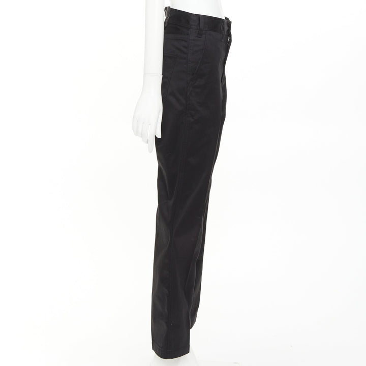 CELINE black cotton twill patch pocket mid waist straight leg cropped pants 27"