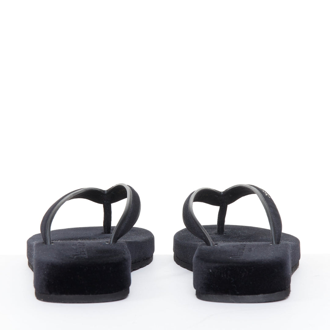 CHRISTIAN DIOR 2023 Diorsea black velvet gold letter platform thong sandals EU37
