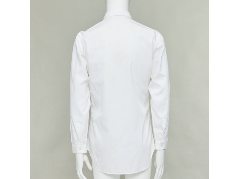 DIOR HOMME white cotton black scribble embroidered collar dress shirt EU39 M