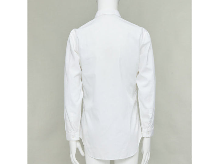 DIOR HOMME white cotton black scribble embroidered collar dress shirt EU39 M