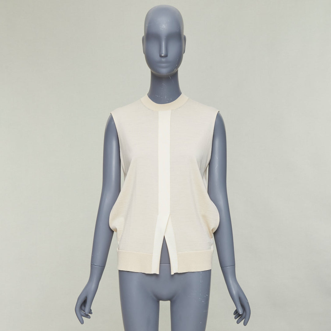 OLD CELINE Phoebe Philo beige wool cashmere blend split hem sweater vest S