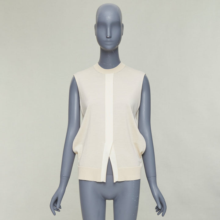 OLD CELINE Phoebe Philo beige wool cashmere blend split hem sweater vest S