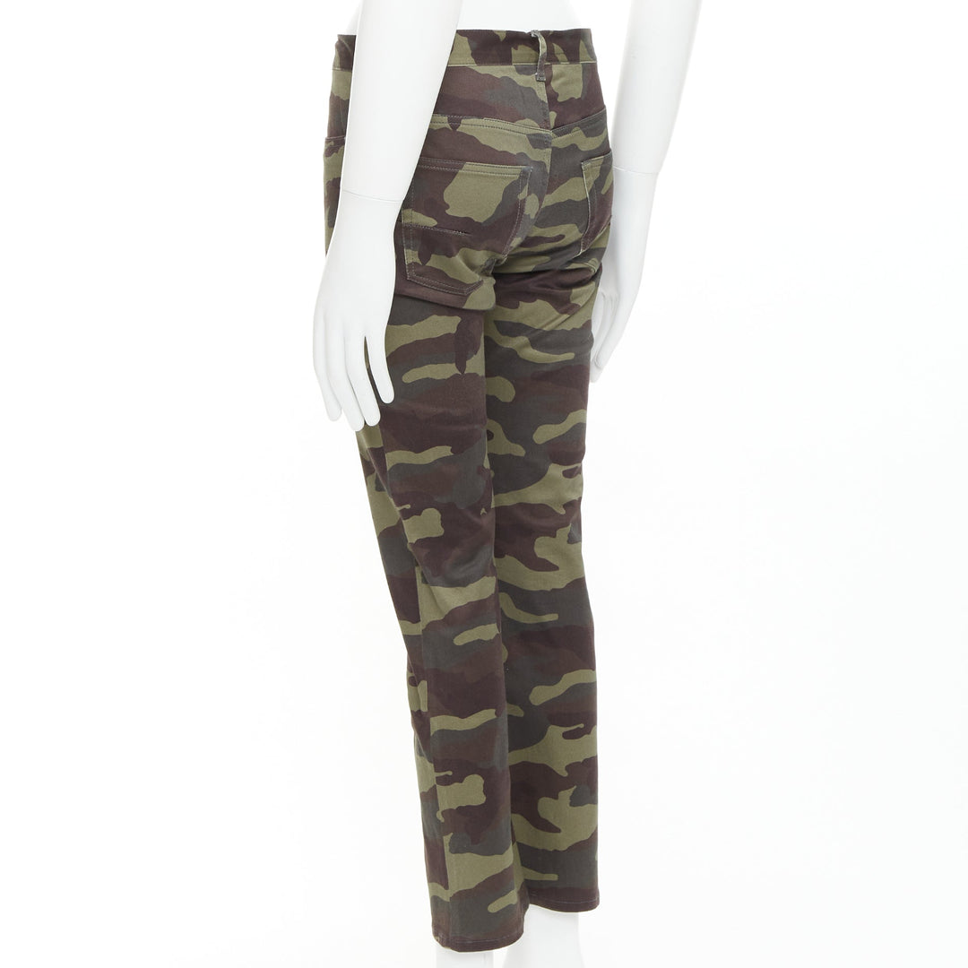 DIOR HOMME green Army Camouflage skinny denim cropped jeans 30"