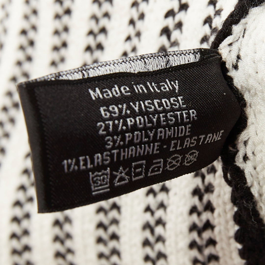CHANEL 24C Runway CC logo black white ribbed knit striped trim leg warmers OS