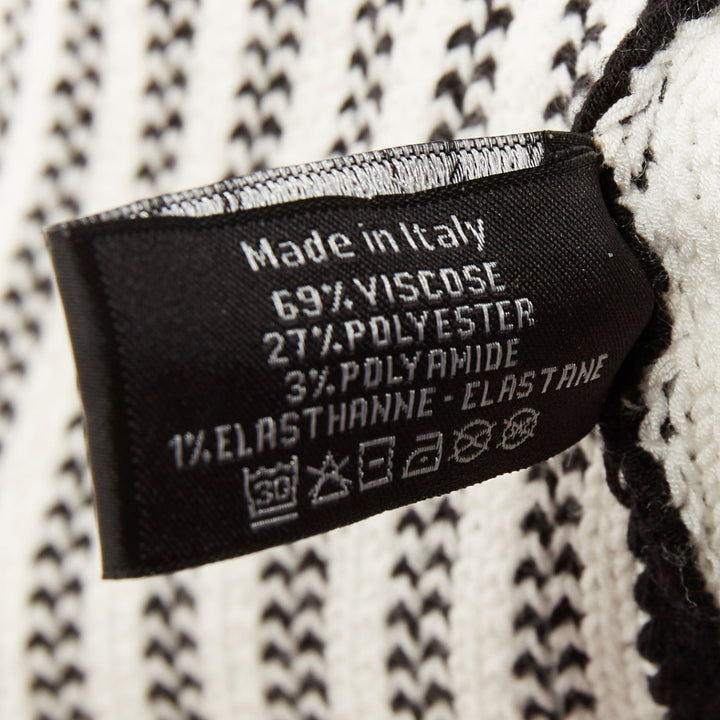 CHANEL 24C Runway CC logo black white ribbed knit striped trim leg warmers OS