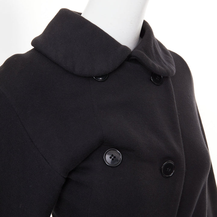 COMME DES GARCONS CDG black wool asymmetric twisted button jacket
