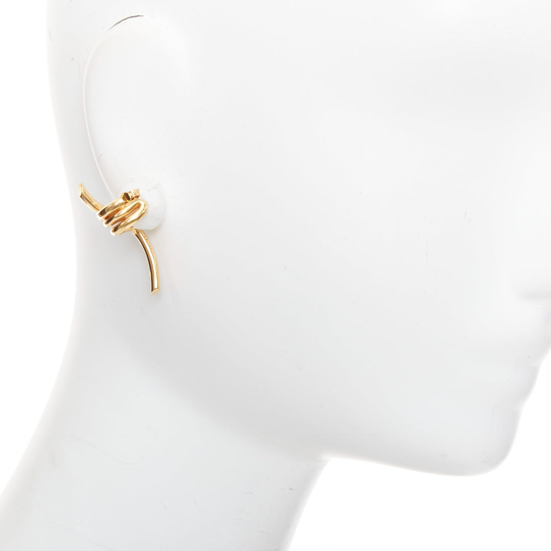 OLD CELINE Phoebe Philo Barbele Cuff gold brass twist barb wire pin earring Pair