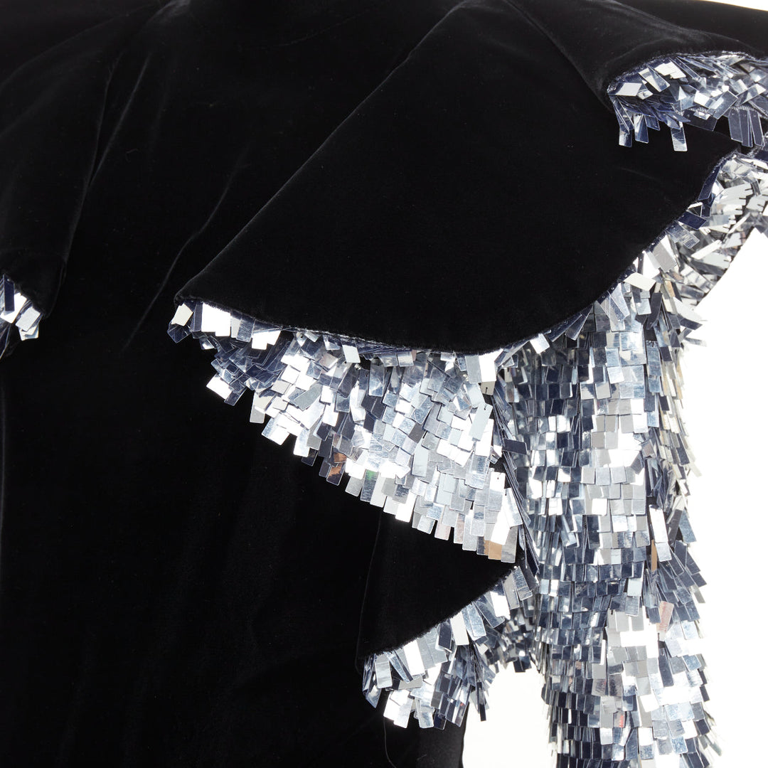 ALEXANDRE VAUTHIER COUTURE AW2022 Runway velvet sequin gloves body top FR38 M