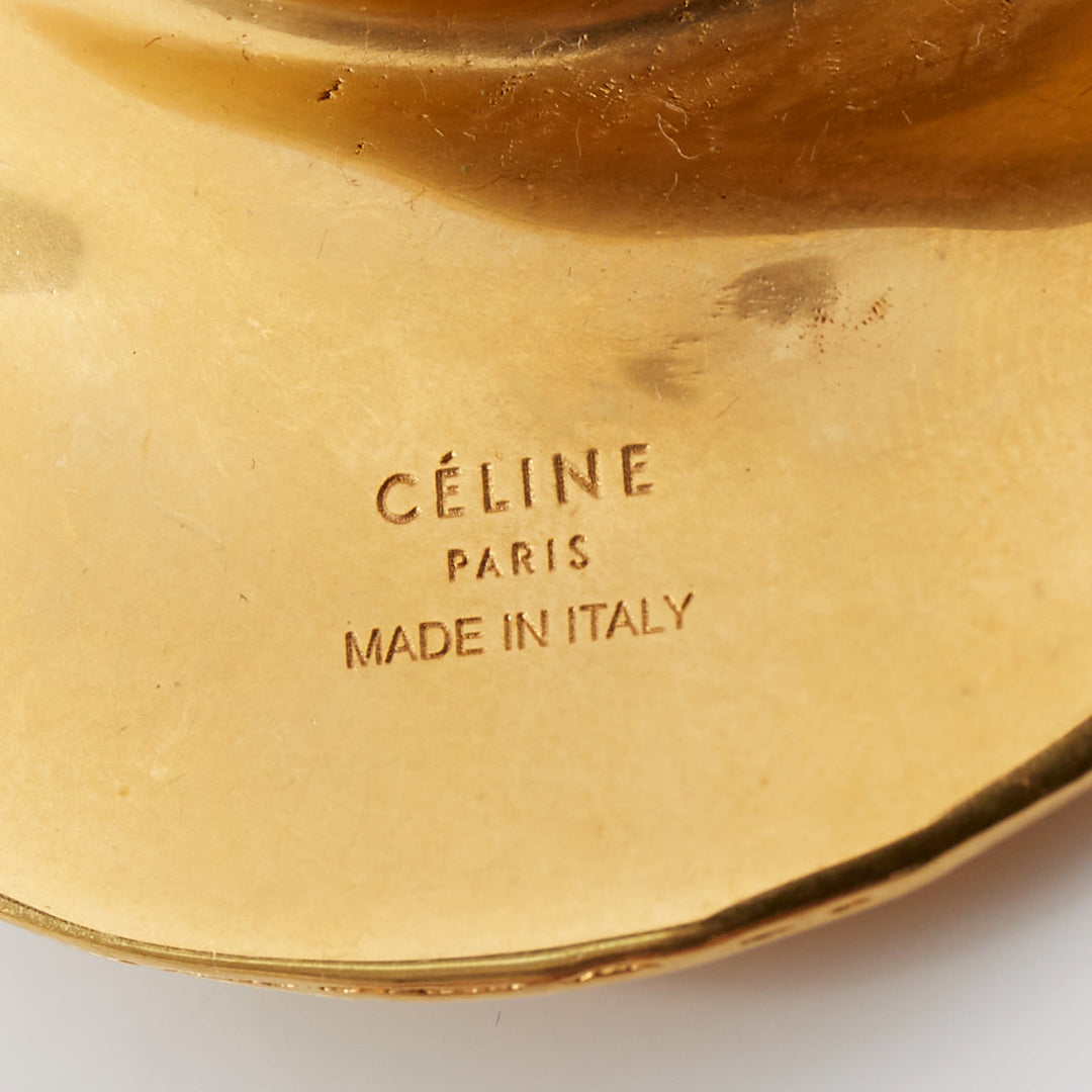 OLD CELINE Phoebe Philo 2018 Swirl Large Hoop gold tone brass hoop earrings Pair