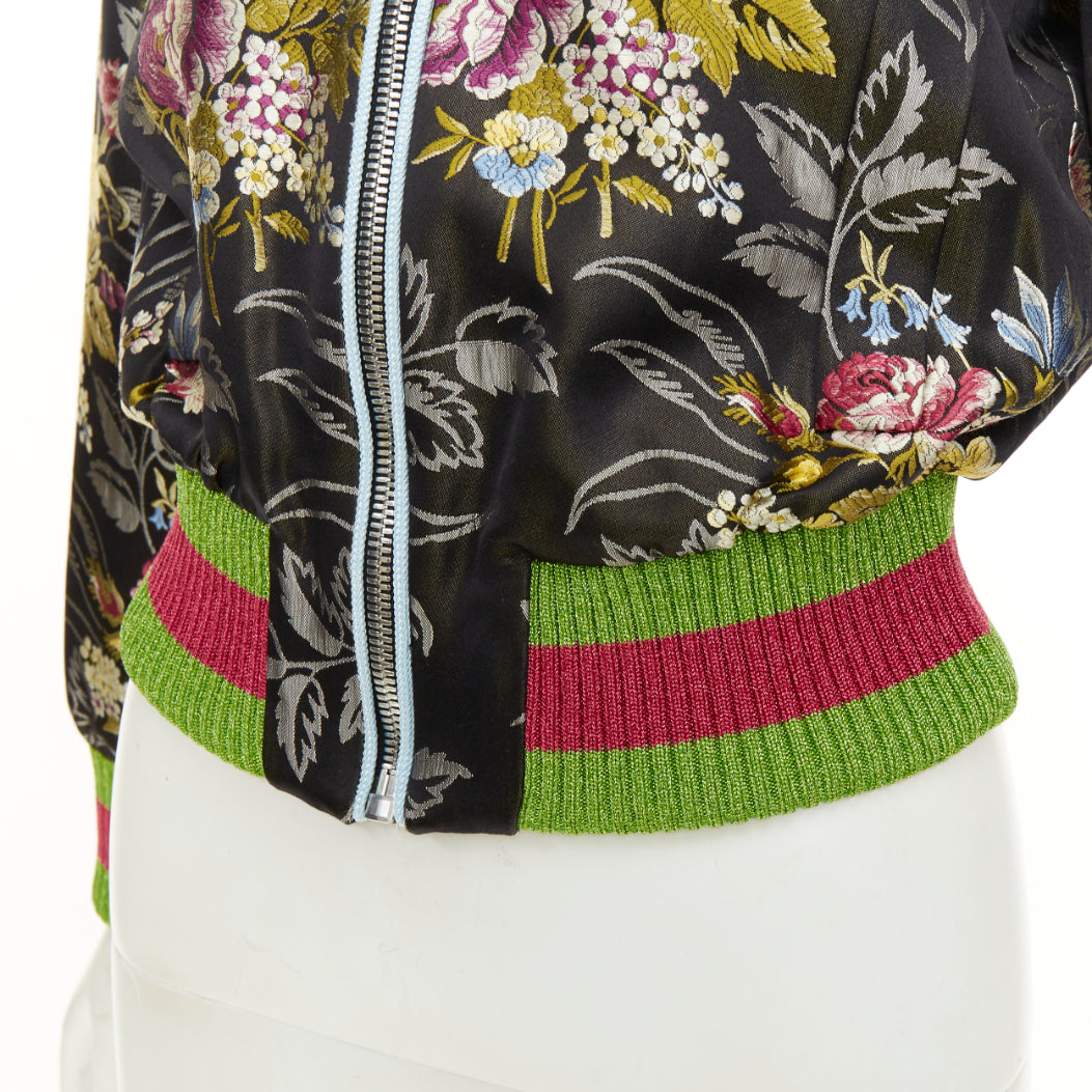 GUCCI 2016 Runway floral jacquard mink fur collar bomber jacket IT38 XS