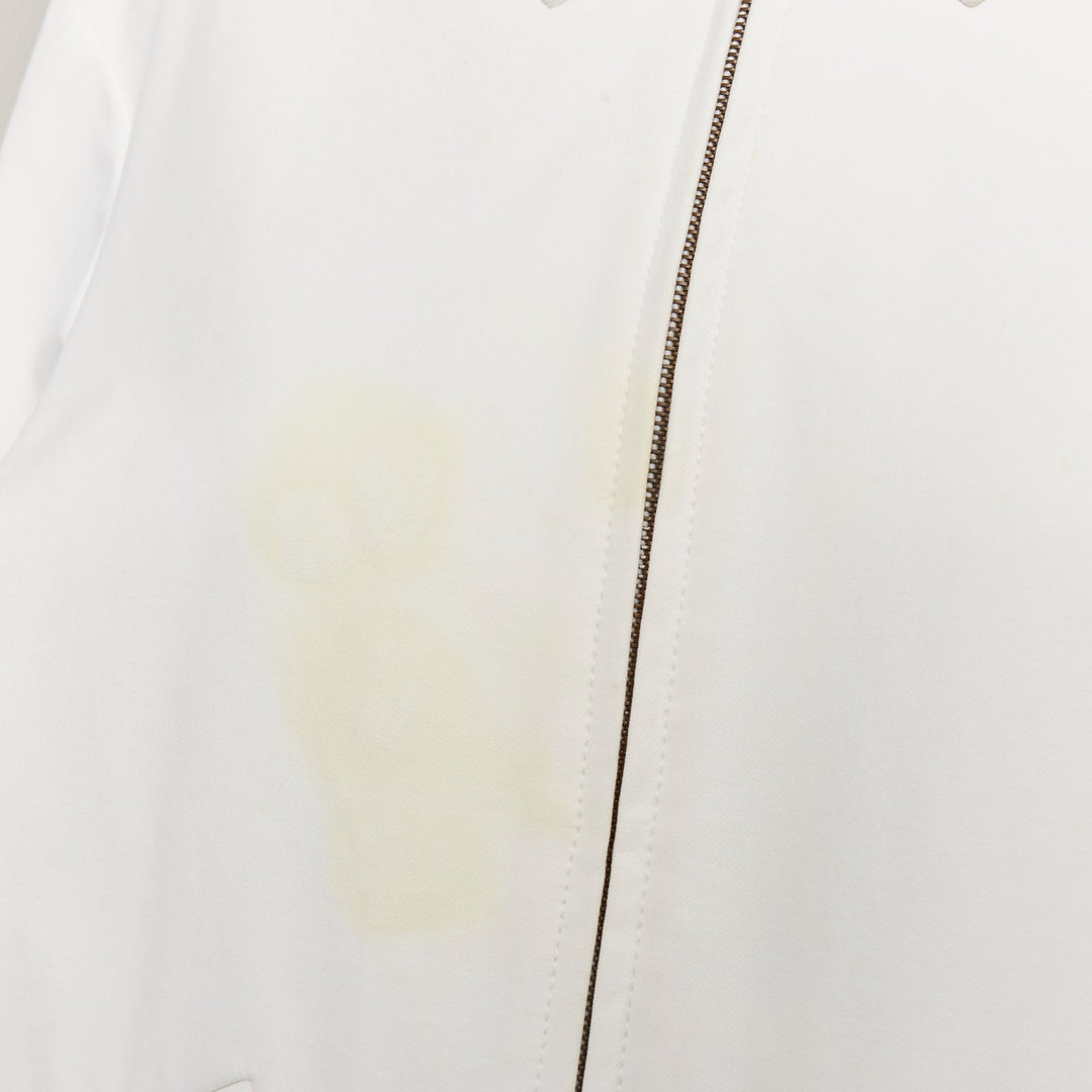 STELLA MCCARTNEY 2011 off white cotton panels collarless zip bomber IT36 XXS