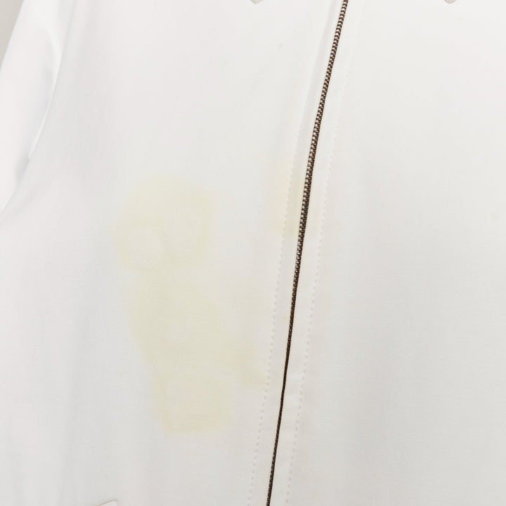 STELLA MCCARTNEY 2011 off white cotton panels collarless zip bomber IT36 XXS