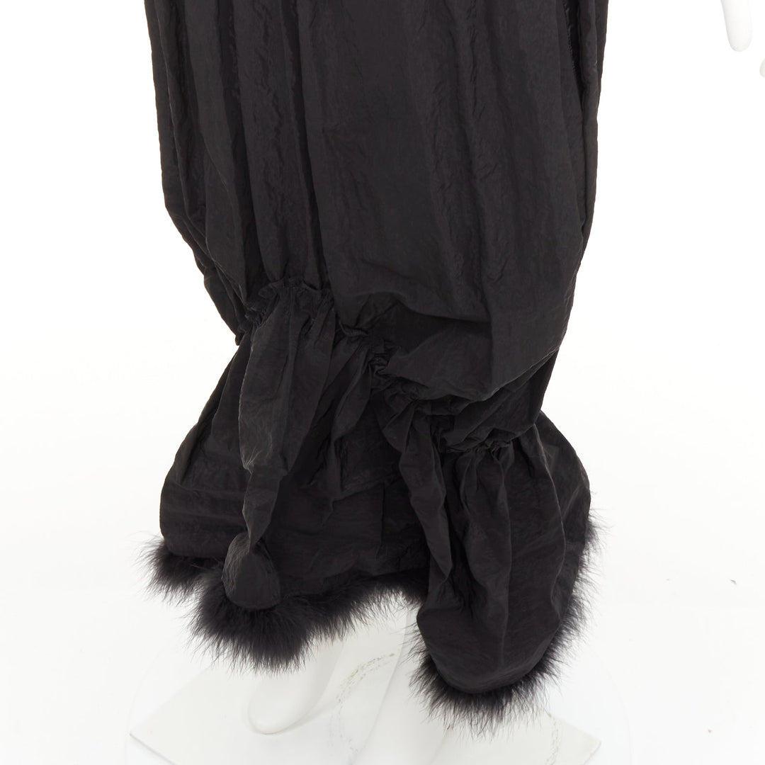 SIMONE ROCHA black cloque paperbag taffeta bubble turkey feather midi skirt UK6