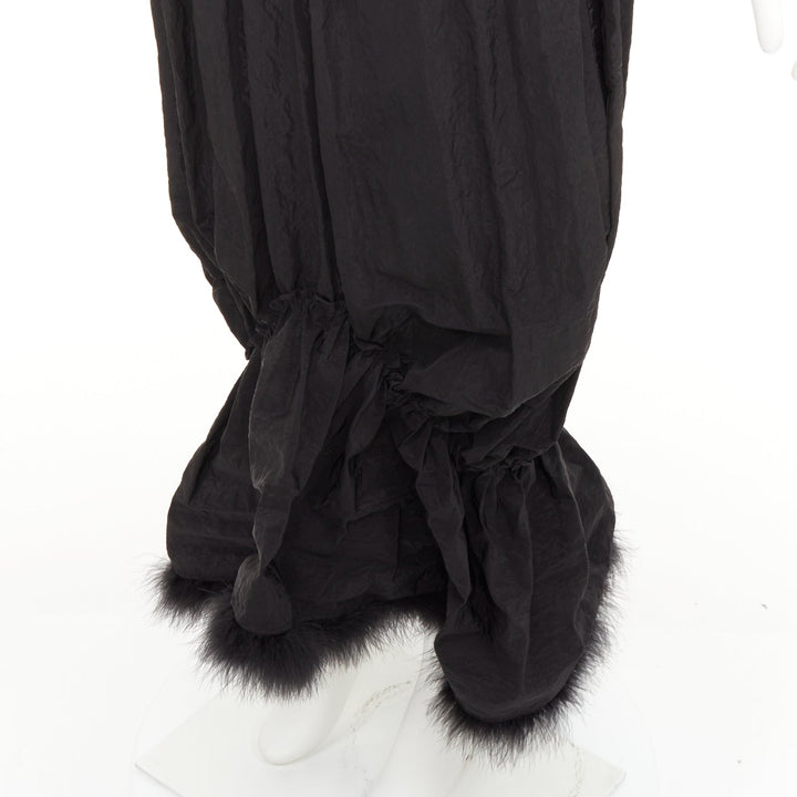SIMONE ROCHA black cloque paperbag taffeta bubble turkey feather midi skirt UK6