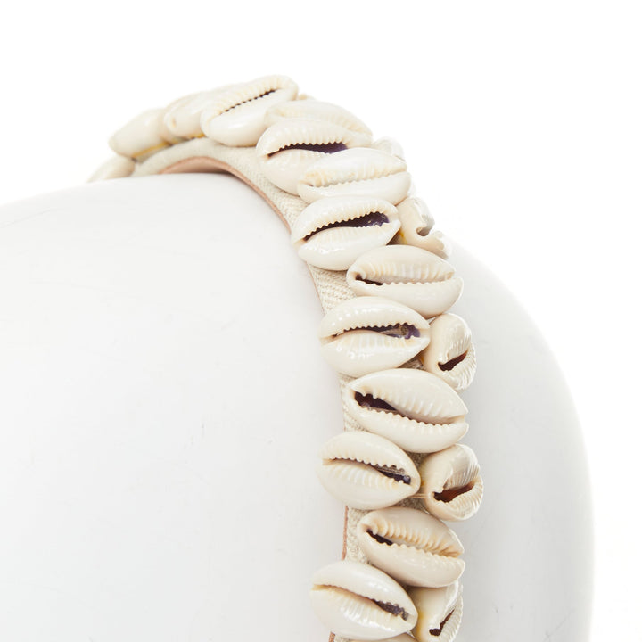 LOEWE Paula's Ibiza cowry shell straw neutral beach resort headband accessory