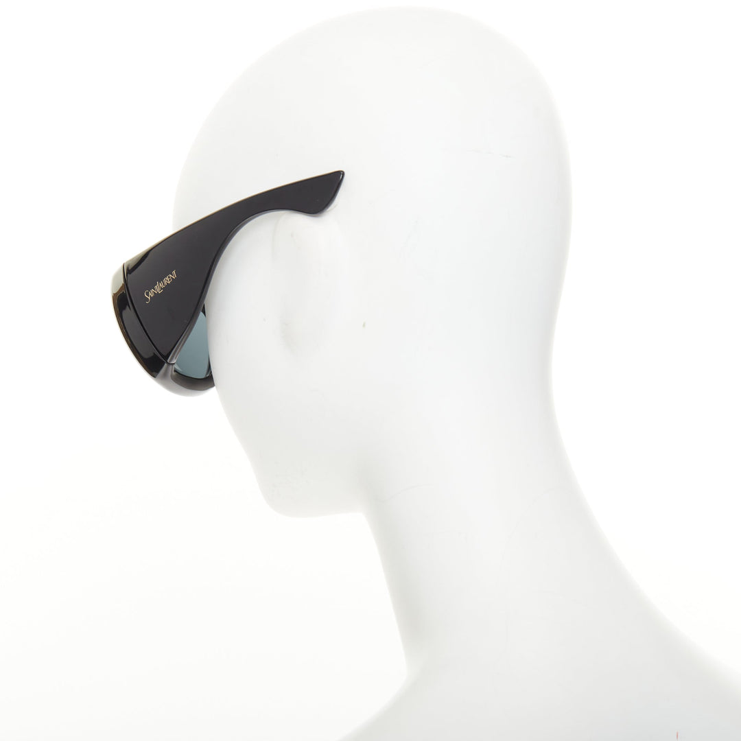 SAINT LAURENT 2023 SL 564 Mask black oversized glossy wrap shield sunglasses