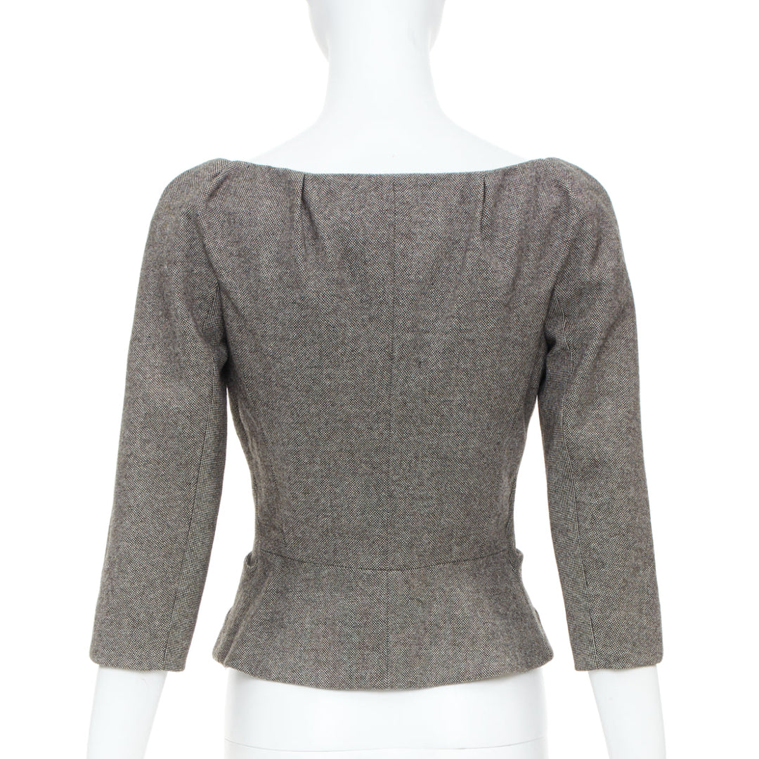 CHRISTIAN DIOR 1998 Runway John Galliano grey wool tweed knot jacket FR36 S