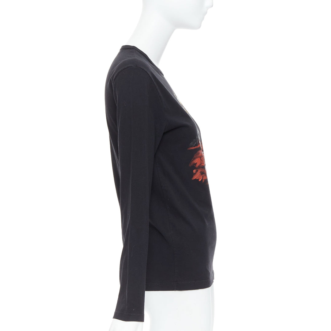 MONCLER red grey painted graphic black logo long sleeve tshirt