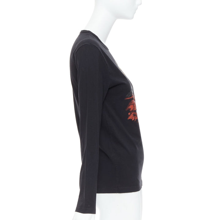 MONCLER red grey painted graphic black logo long sleeve tshirt