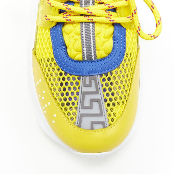 VERSACE Chain Reaction yellow blue low top chunky sole dad sneaker EU35.5
