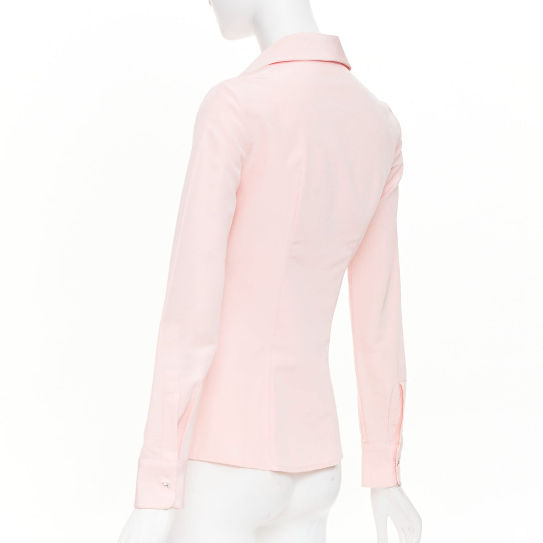 MICHAEL KORS Collection pastel pink silk cotton crystal button down top US0 XS