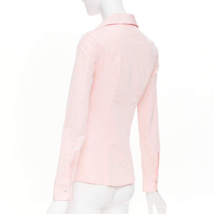 MICHAEL KORS Collection pastel pink silk cotton crystal button down top US0 XS