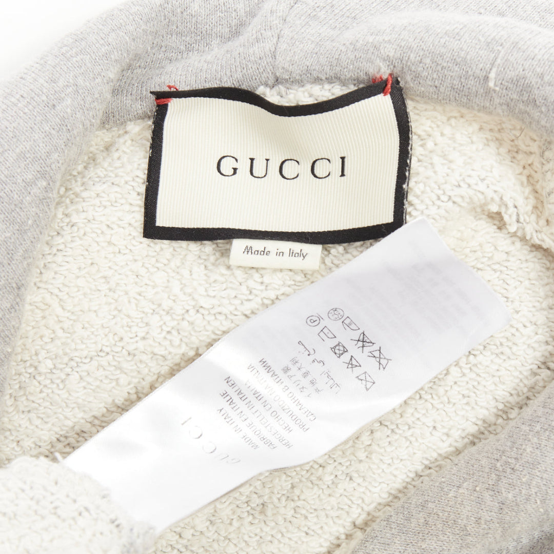 GUCCI Blind For Love grey cotton yellow tiger embroidered hoodie XS