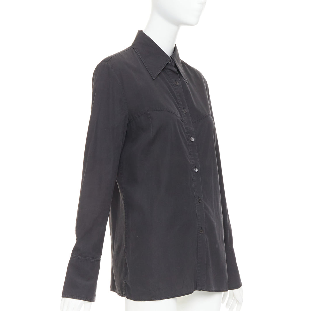 GUCCI Tom Ford charcoal grey cotton bust seam western style shirt IT42 XL