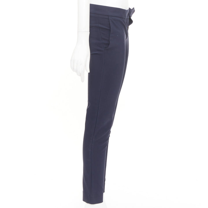 STELLA MCCARTNEY navy cotton blend zip fly tapered cigarette trousers IT 38 XS