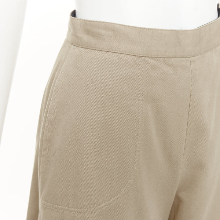 LOEWE 2018 switchable side pleated panel beige khaki colorblock culottes FR34 XS