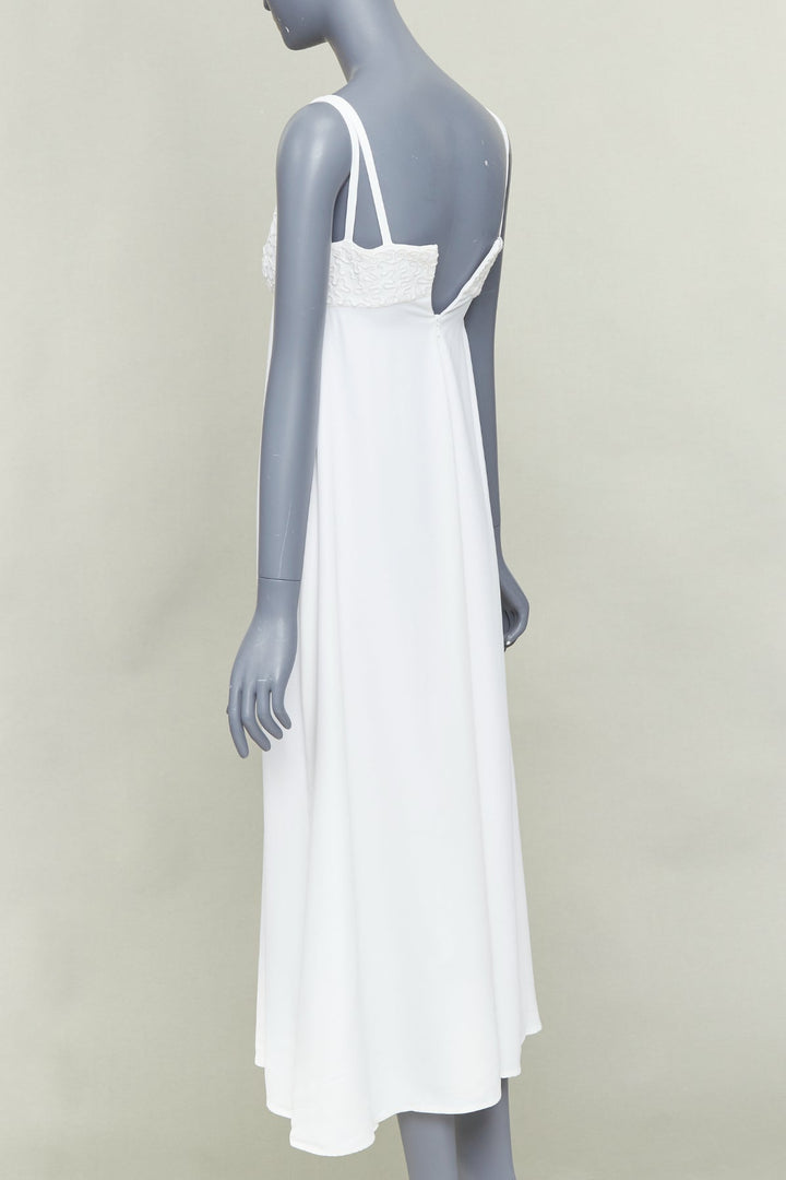 EPISODE white viscose blend lace bust spaghetti strap maxi dress US0 XS