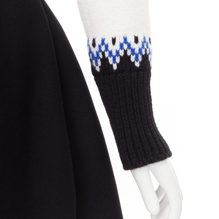 ALEXANDER MCQUEEN 2022 100%wool blue black fairisle long sleeve sweater dress XS