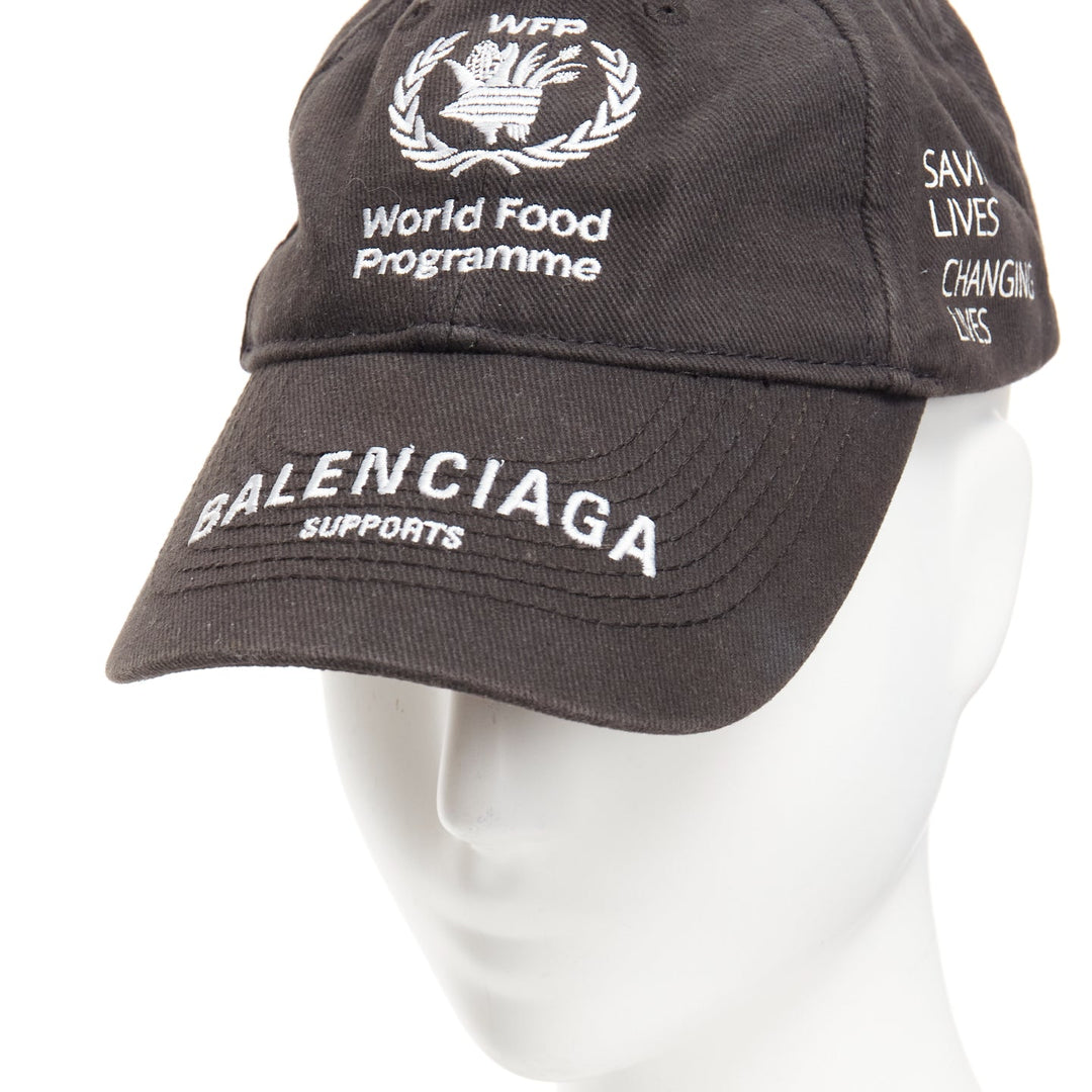 BALENCIAGA black cotton world food programme logo baseball cap L
