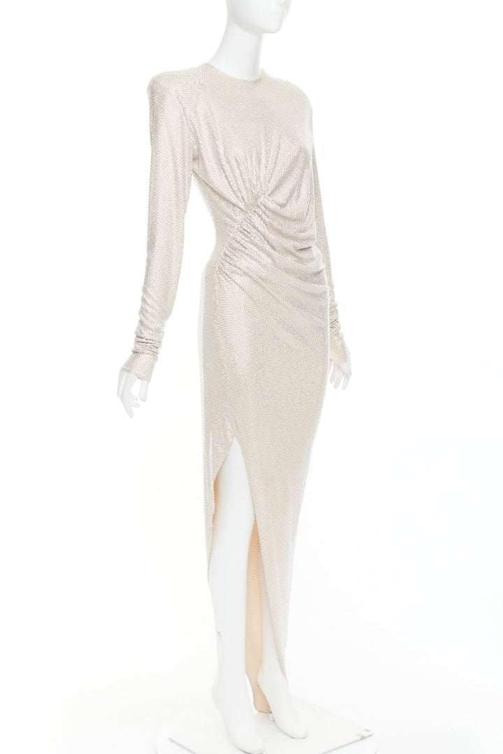 ALEXANDRE VAUTHIER Bridal ivory diamond strass crystal asymmetric draped dress