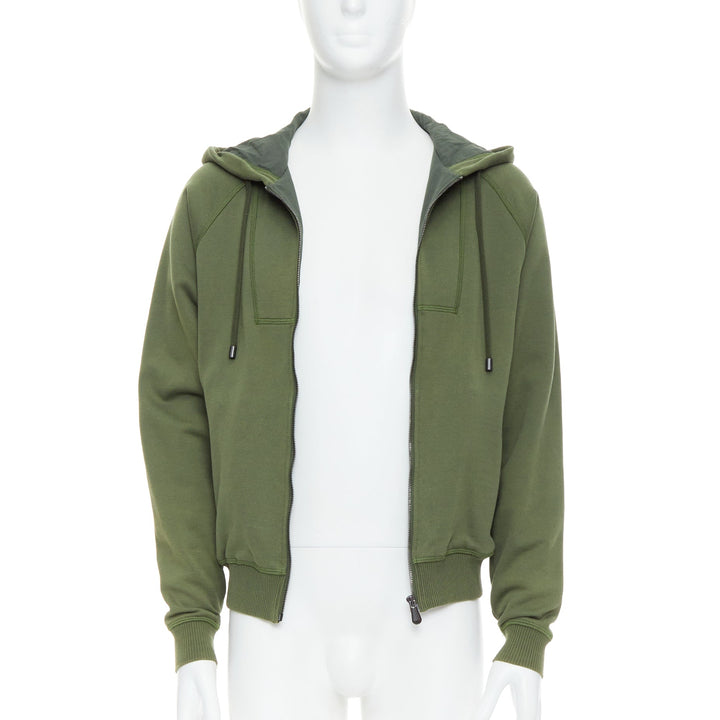 Male mannequin wearing Bottega Veneta Green Cotton Men Hoodies in Size IT46 | Available at JHROP