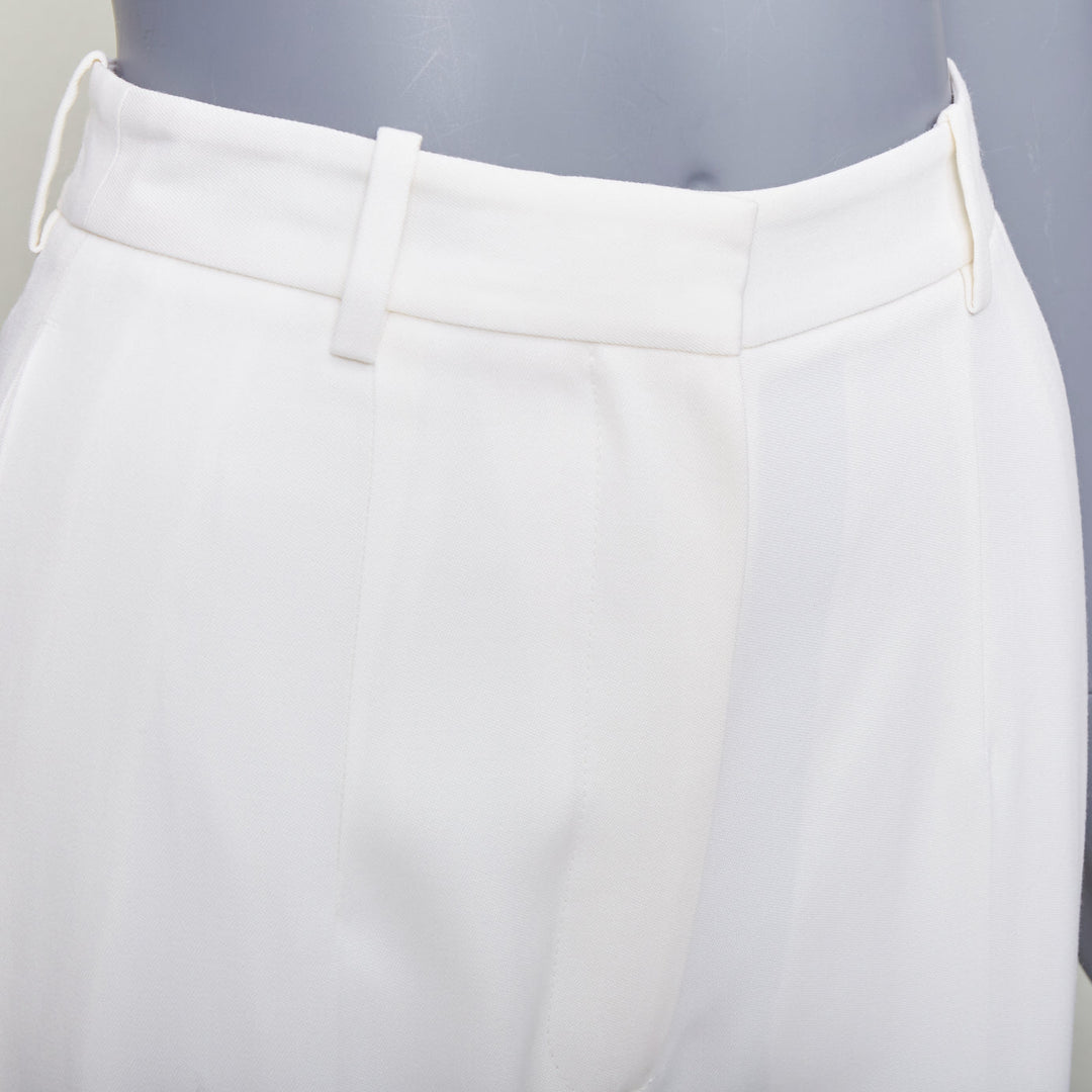 ALEXANDER MCQUEEN 2020 cream virgin wool curved side seam pants IT38 XS