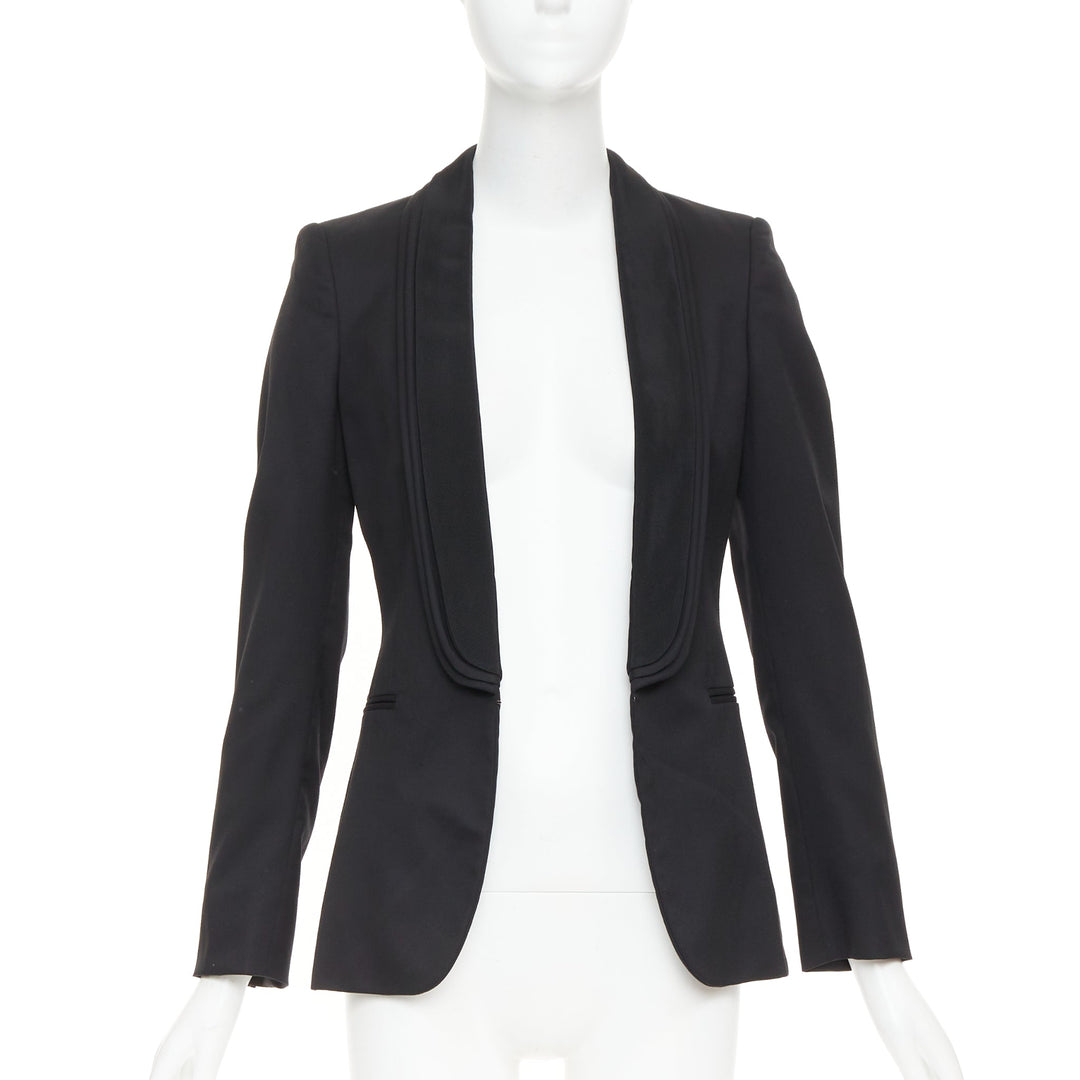 STELLA MCCARTNEY 2014 black wool layered shawl collar tuxedo blazer IT36A XXS